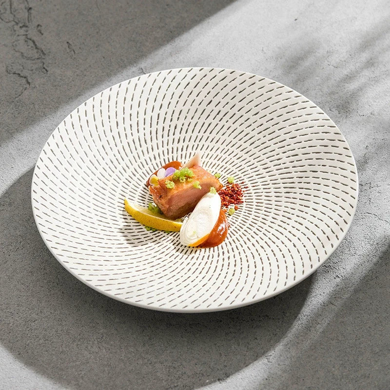Meteor Shower Ceramic Plate | Elegant Round Pasta & Dinner Dish for Fine Dining