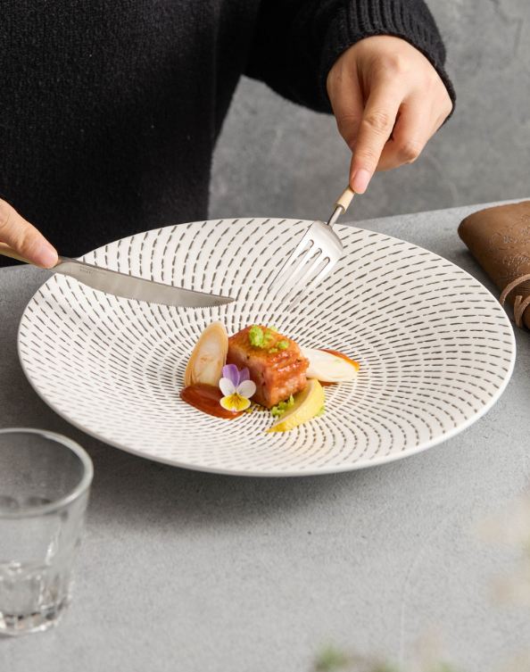 Meteor Shower Ceramic Plate | Elegant Round Pasta & Dinner Dish for Fine Dining
