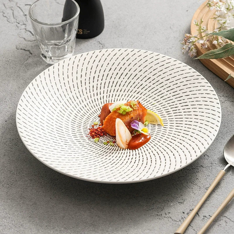 Meteor Shower Ceramic Plate | Elegant Round Pasta & Dinner Dish for Fine Dining
