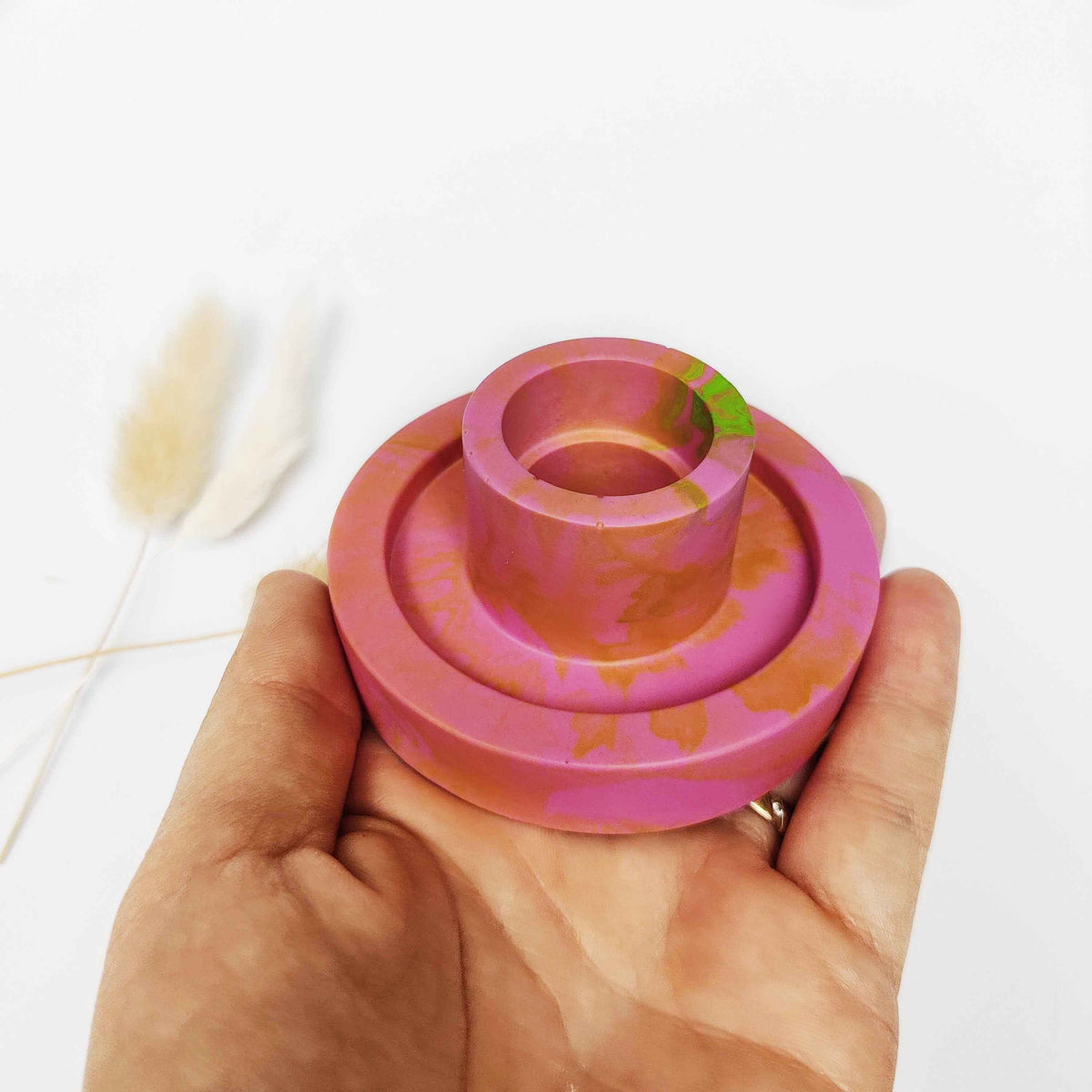 Vivid colours candle stick holders, pink pillar candle holder, aesthetic room decor, summer table decor, unique gift idea for sister-2