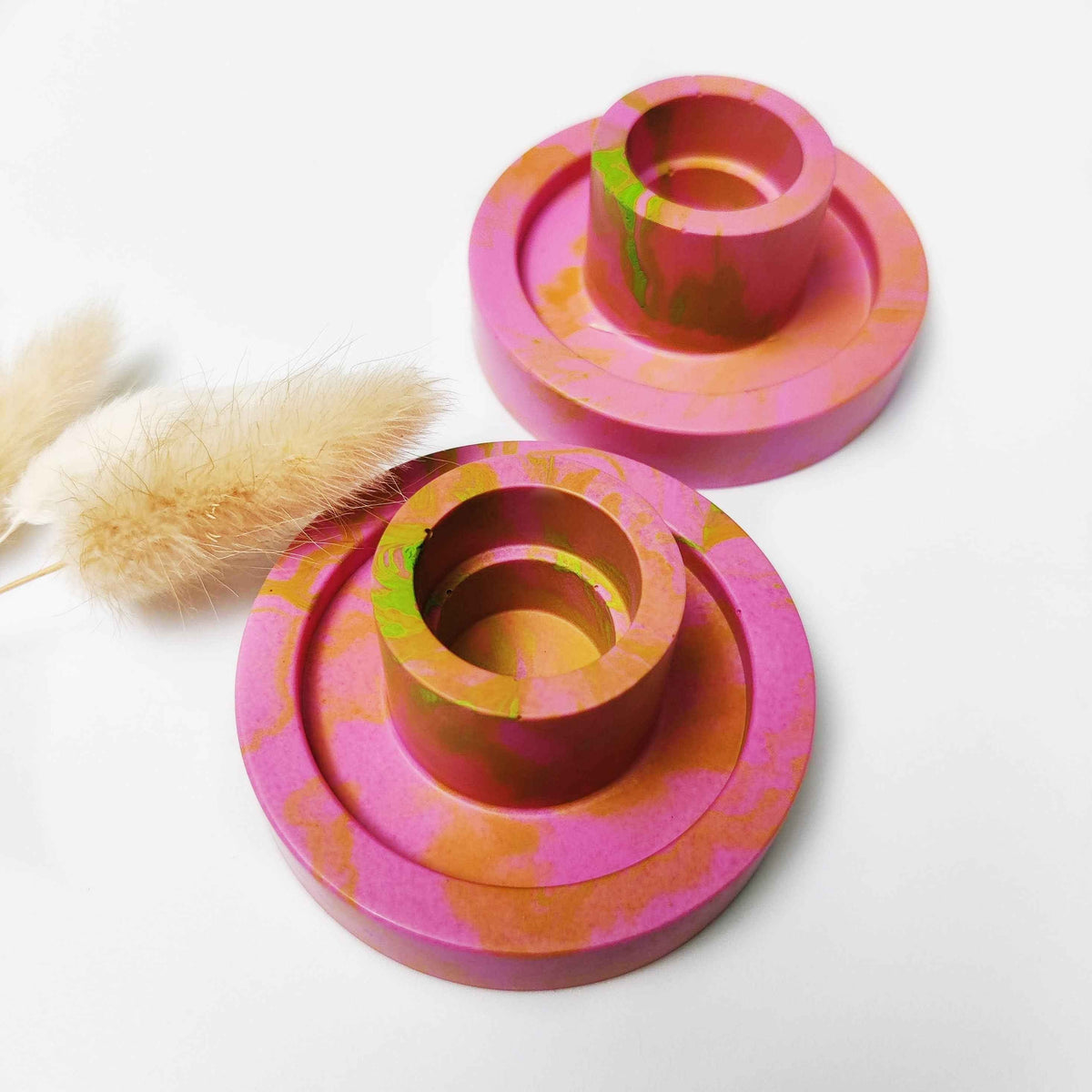 Vivid colours candle stick holders, pink pillar candle holder, aesthetic room decor, summer table decor, unique gift idea for sister-1