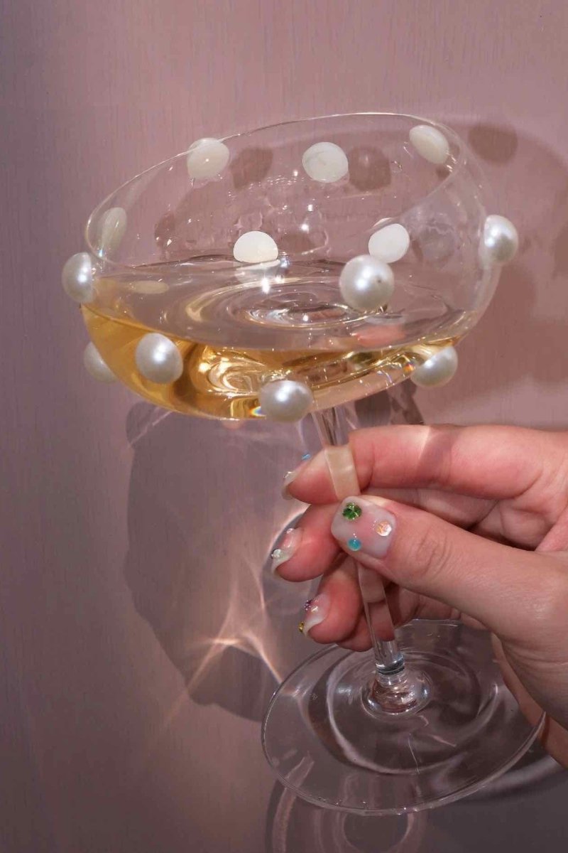 Mouth Blown Pearl Champagne Coupes | Retro Eclectic Cocktail & Wine Glasses