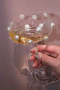 Mouth Blown Pearl Champagne Coupes | Retro Eclectic Cocktail & Wine Glasses