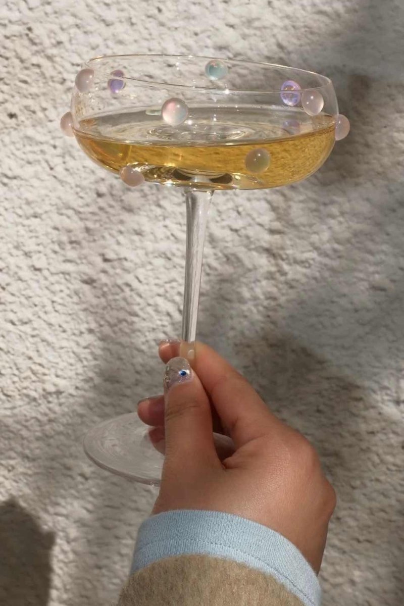 Mouth Blown Pearl Champagne Coupes | Retro Eclectic Cocktail & Wine Glasses