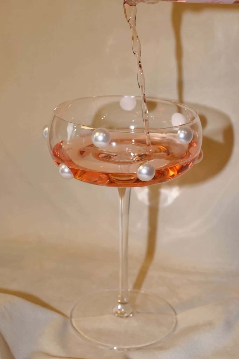 Mouth Blown Pearl Champagne Coupes | Retro Eclectic Cocktail & Wine Glasses